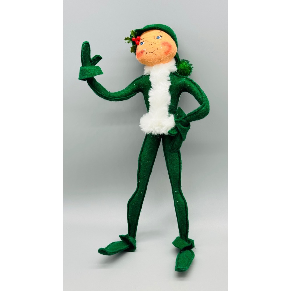 Annalee Green Elf Christmas Poseable Knee Hugger Shelf Sitter 2003 Mobilitee - Picture 4 of 7